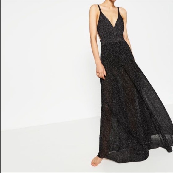 Zara limited Edition Women’s Italian Knit Metallic Maxi Dress - Picture 2 of 11
